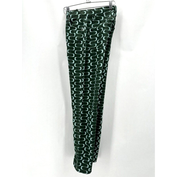 Reformation Mod High Rise Straight Jeans Size 24 Green Geometric Retro Preppy - Picture 8 of 12